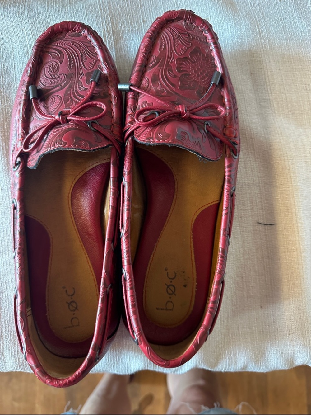b.o.c. Red Embossed Slip-On Driving Shoe